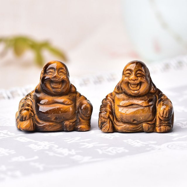 RYCRYSTAL Maitreya Buddha Statue aus grünem Naturstein für Feng Shui und Chakra Heilung - Bild 1