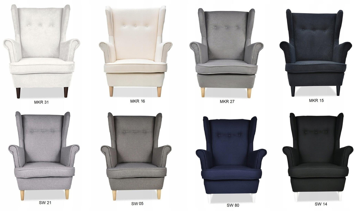 Sessel ARI von Family Meble im skandinavischen Design, dunkelblau Jeans-Stoff mit Buchenholz - Bild 5
