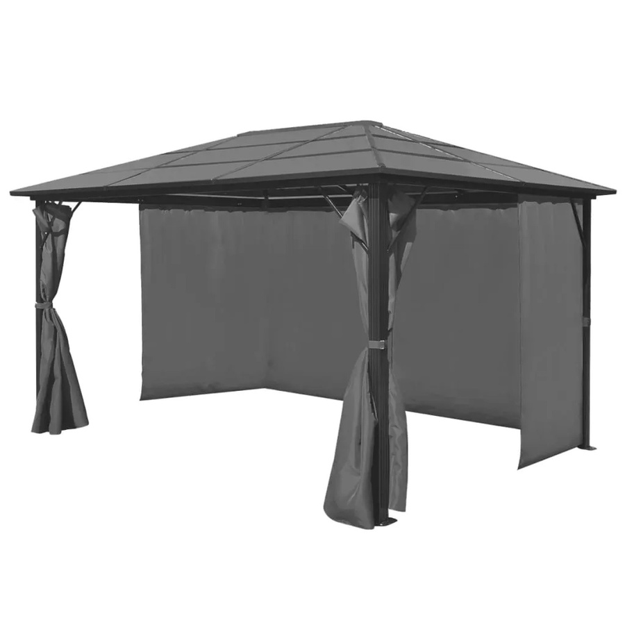 vidaXL Pavillon mit Vorhängen aus Aluminium in Anthrazit B/T: 400 x 300 cm, Höhe: 240 cm - Bild 2