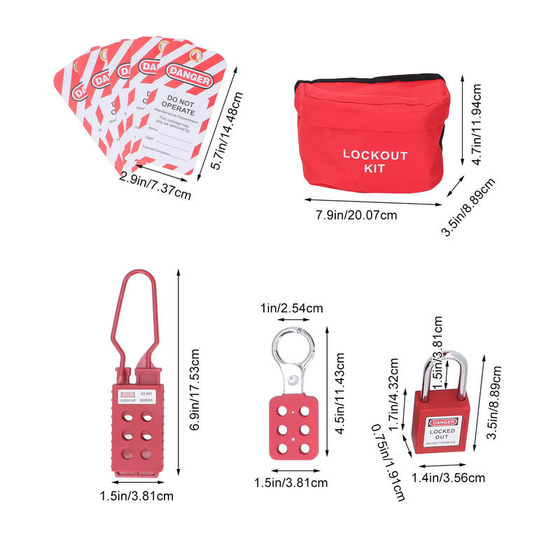 Qiilu Lockout Tagout Kit mit elektrischer Verriegelung, Sicherheits-Hasps, Plug Lockout, LOTO-Schlössern, Tags und Aufbewahrungstasche in Rot - Bild 6