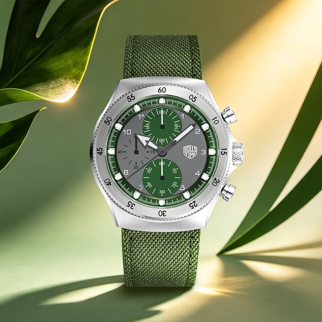 RollsTimi Chronograph, Quarz, Edelstahl, Grün, Textil/NATO, Herren - Bild 1
