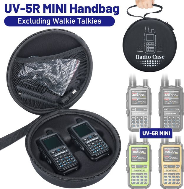 ABBREE Mini-Radio-Tragetasche mit ergonomischem Halter in Schwarz für Reisen und Camping - Bild 1