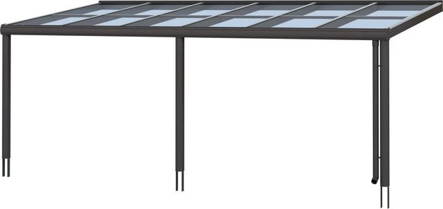 Skan Holz Terrassenüberdachung Monza Pultdach aus Aluminium und Verbund-Sicherheits-Glas in Anthrazit B: 648 cm, H: 257 cm, T: 251 cm - Bild 1