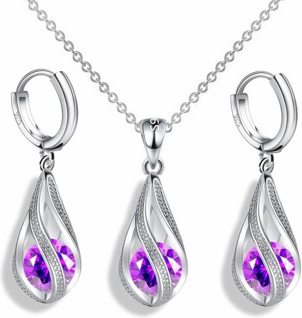 Wucifang Jewelry Ohrring Sets, 925 Silber, Zirkonia, Damen, weiß - Bild 1