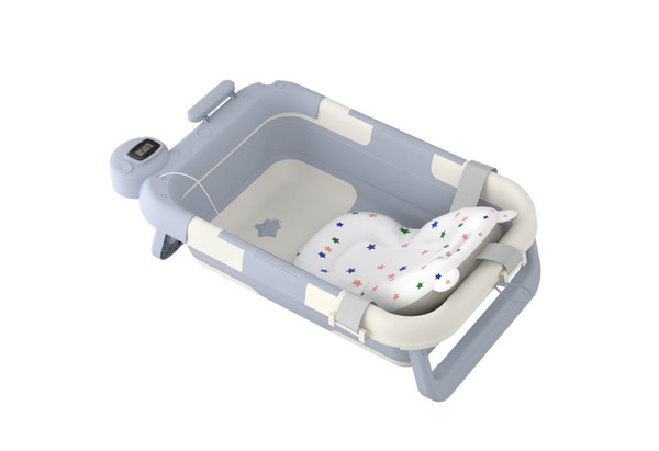 FIVMEN Babybadewanne faltbar mit Badekissen und integriertem Thermometer Set