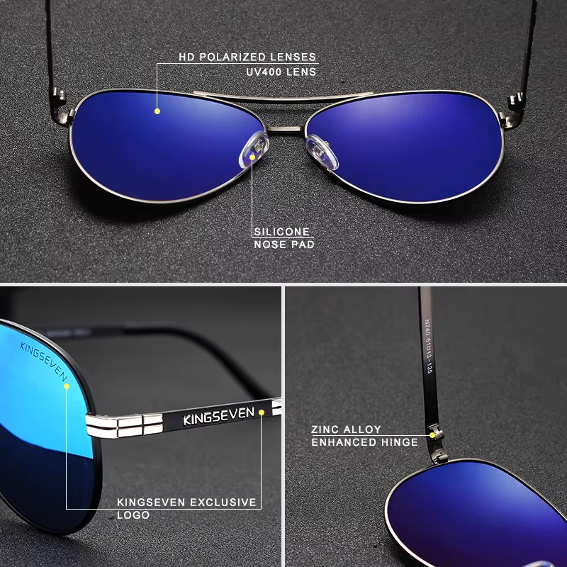 Kingseven Sonnenbrille Pilot, Vollrand, Metall, Herren - Bild 4