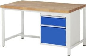Rau Werkbank höhenverstellbar 8152A1 in Weiß mit 1 Schublade und 1 Tür, B: 150 cm, T: 90 cm, H: 84-104 cm - Bild 1