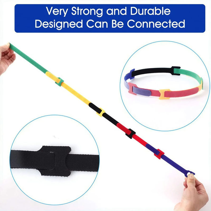 STONEGO Kabel-Organizer aus weichem Nylon mit selbstklebenden Bändern in Grün und Multicolour - Bild 6