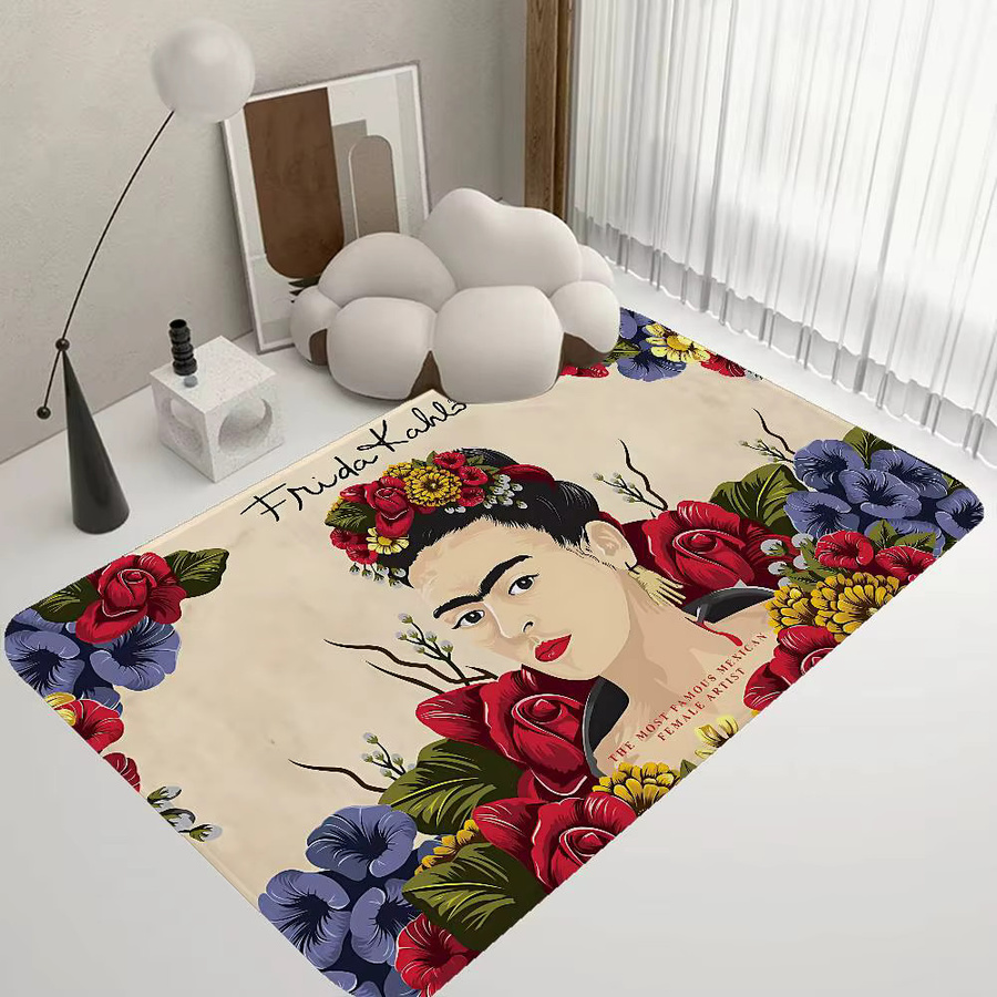 Potdemiel F-Frida K-Kahlo Art Fußmatte mit floralem Boho-Design, rutschfest und waschbar, Mehrfarbig, B: 60 cm, T: 40 cm - Bild 4
