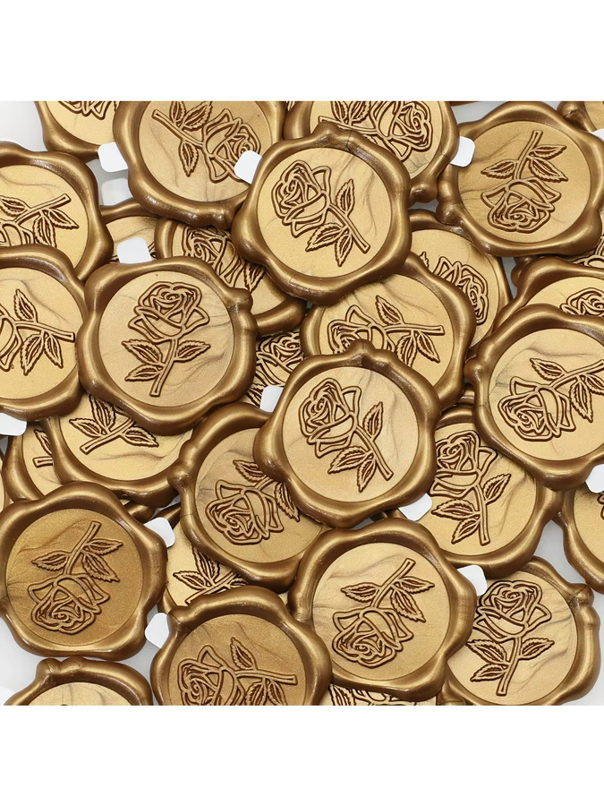Selbstklebende Wachssiegel-Aufkleber mit Rosenmuster in Gold für DIY Hochzeit, Party und Kartenherstellung - Bild 6