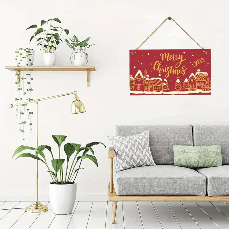 SZ-Damai Weihnachts Türschild aus Holz in Rot als hängende Wanddekoration - Bild 2