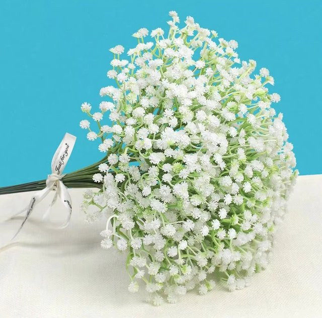 Künstliche Gypsophila Blumen aus Kunststoff in Weiß für Garten, Tischdekoration und Hochzeitsfloristik von smr - Bild 1