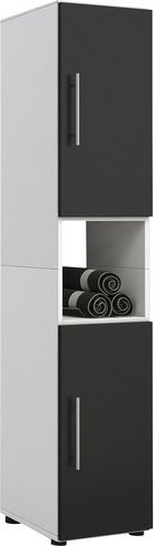 VCM Hochschrank Flandu in Weiß und Schwarz mit offenen Regalfächern, Breite: 31 cm, Höhe: 160 cm, Tiefe: 30 cm - Bild 1