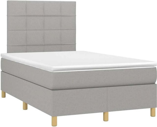 vidaXL Boxspringbett mit Matratze Hybrid-Design in Hellgrau und Weiß, B/T/H: 120 x 190 x 123 cm - Bild 1