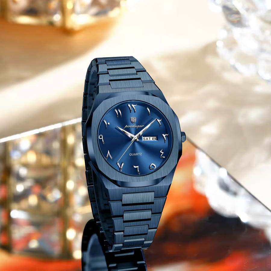 POEDAGAR Armbanduhr Quarz, Edelstahl, Silber, Damen, Wochentagsanzeige - Bild 4