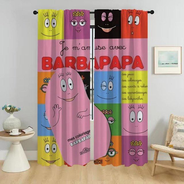 Barbapapa Tüll-Vorhänge Set aus Polyester in Gelb, 2 Stück, Breite: 50 cm, Höhe: 70 cm - Bild 1