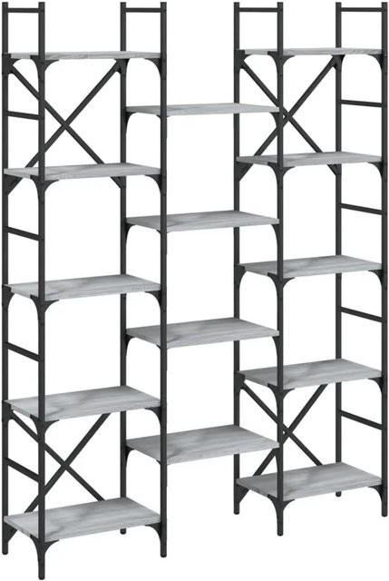 vidaXL Bücherregal in Grau Sonoma, modernes Standregal aus Holzwerkstoff für Wohnzimmer, Schlafzimmer oder Home Office, B/T/H: 127,5 x 28,5 x 172,5 cm - Bild 1