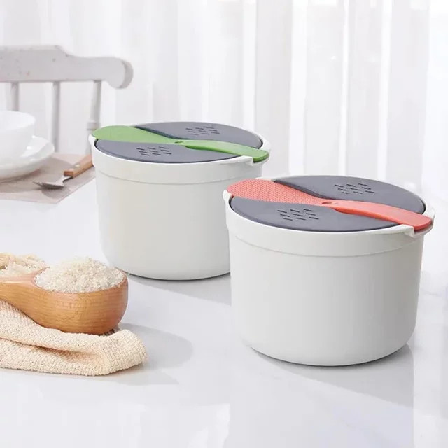 ATWFS Multifunktions Mikrowelle Reiskocher und Dampfgarer als tragbare Bento Lunch Box in Orange oder Weiß - Bild 1