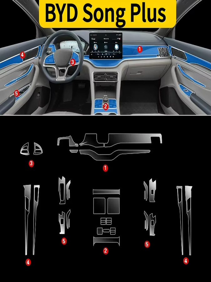 BYD Song Plus 23-25 Transparente Kratzfeste Schutzfolie für Armaturenbrett und Multimedia-Navigation - Bild 6