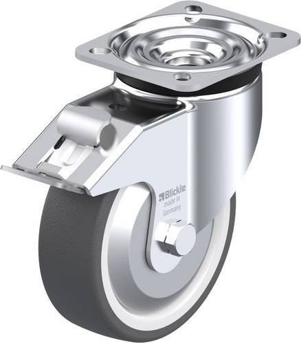 Blickle Lenkrolle LK-POTH 125KA-1-FI-FA mit Feststeller, Rad-Durchmesser: 125 mm, Tragfähigkeit: 350 kg, Farbe: Silber - Bild 1