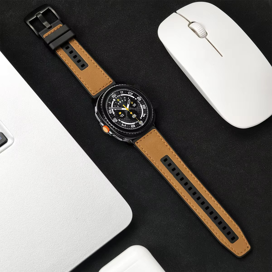 FancyWrist Leder-Silikonarmband, Samsung Galaxy Watch, brown, Unisex - Bild 3