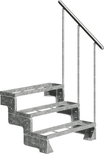 Dolle Außentreppe Gardentop aus Stahl mit 3 Einlegestufen in Silber, Geschosshöhe: 54 cm - Bild 1