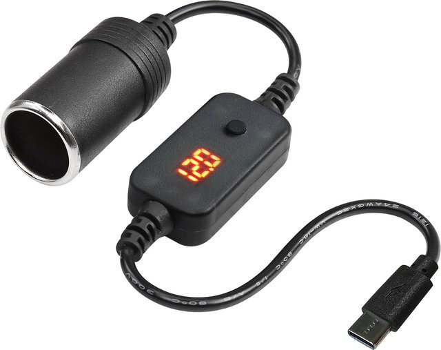 WYMECT USB-C auf Auto-Zigarettenanzünder-Adapter Step-Up-Kabel für 9 V und 12 V, Schwarz - Bild 1