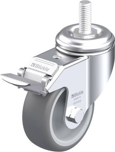 Blickle LKRA-TPA 80G-FI-GS12 Lenkrolle mit Feststeller, Rad-Durchmesser: 80 mm, Tragfähigkeit: 100 kg, Farbe: Grau/Silber - Bild 1