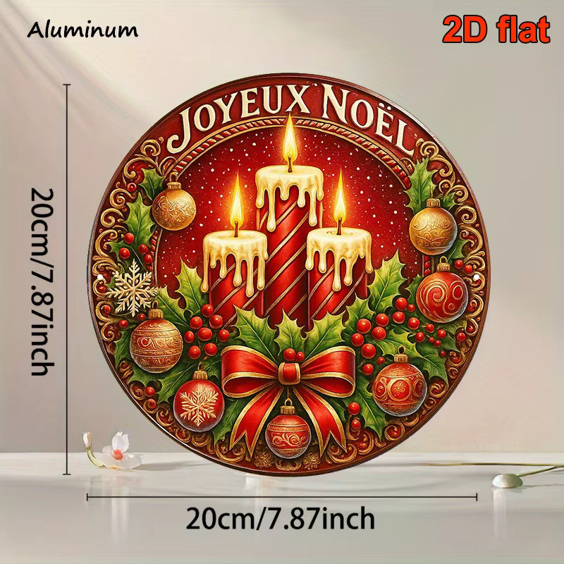 Rundes Aluminiumschild Potdemiel Merry Christmas Vintage Design in Rot, Durchmesser: 20,32 cm - Bild 2