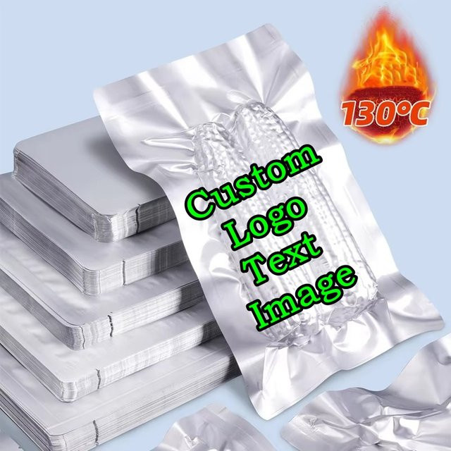 100 Stück leotrusting Aluminiumfolien-Vakuumbeutel in Silber zum Selbstbedrucken und Heißsiegeln für Lebensmittel wie Fleisch oder Matcha - Bild 1