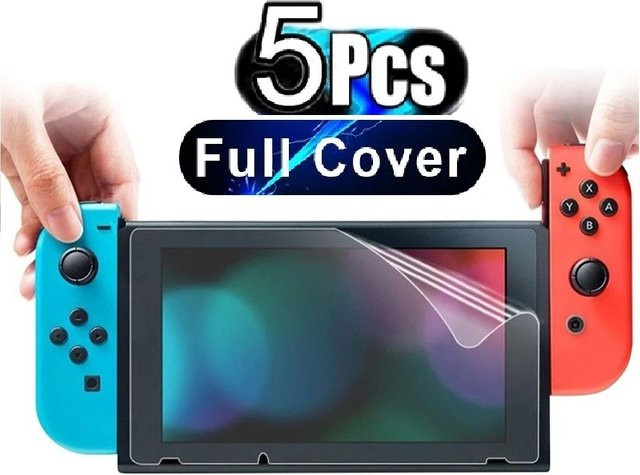 5er Pack PET Displayschutzfolien für Nintendo Switch in Transparent - Bild 1