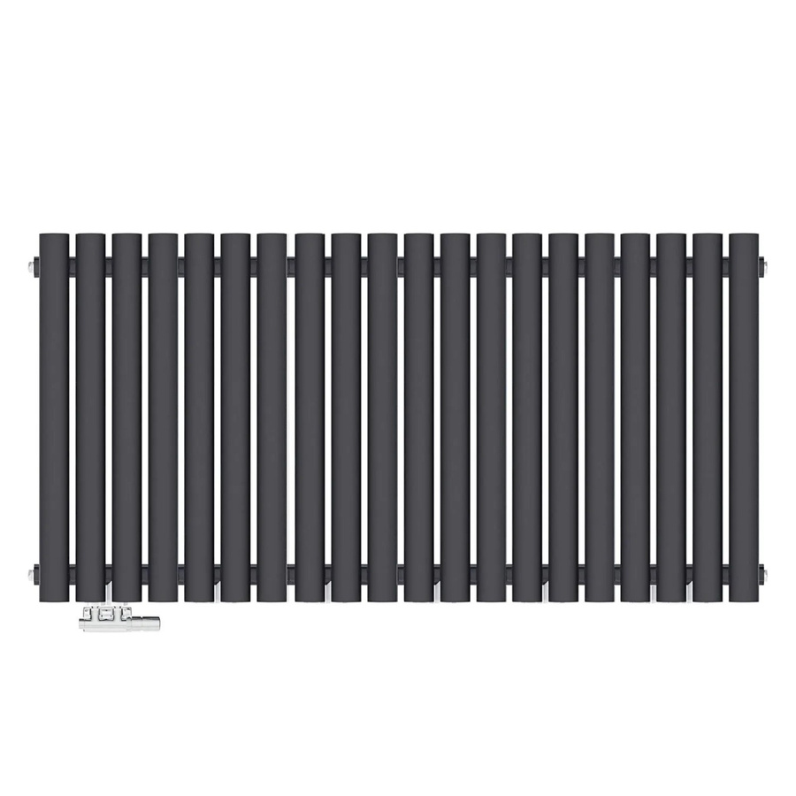 Emke Röhrenheizkörper Oval Anthrazit Doppellagiger Paneelheizkörper für Warmwasserbetrieb Breite: 120 cm, Höhe: 60 cm, Leistung: 1828 W - Bild 2