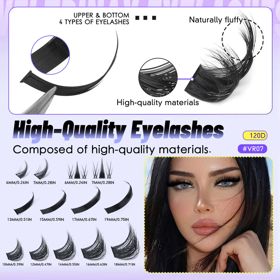 VELTRINAY Wimpern-Cluster-Set Spikes Cat Eye, Unisex - Bild 5