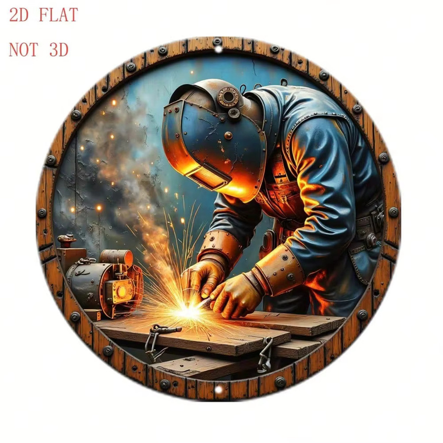 CIFBUY Runde Metall-Wandkunst im Industrial Farmhaus-Stil, Abstraktes Design, Mehrfarbig, Durchmesser: 20,32 cm - Bild 2
