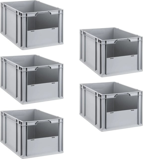 PROREGAL SparSet 5x Eurobox NextGen Insight Transportboxen mit offener Front, Grau, H x B x T: 32 x 40 x 60 cm, 65 Liter - Bild 1