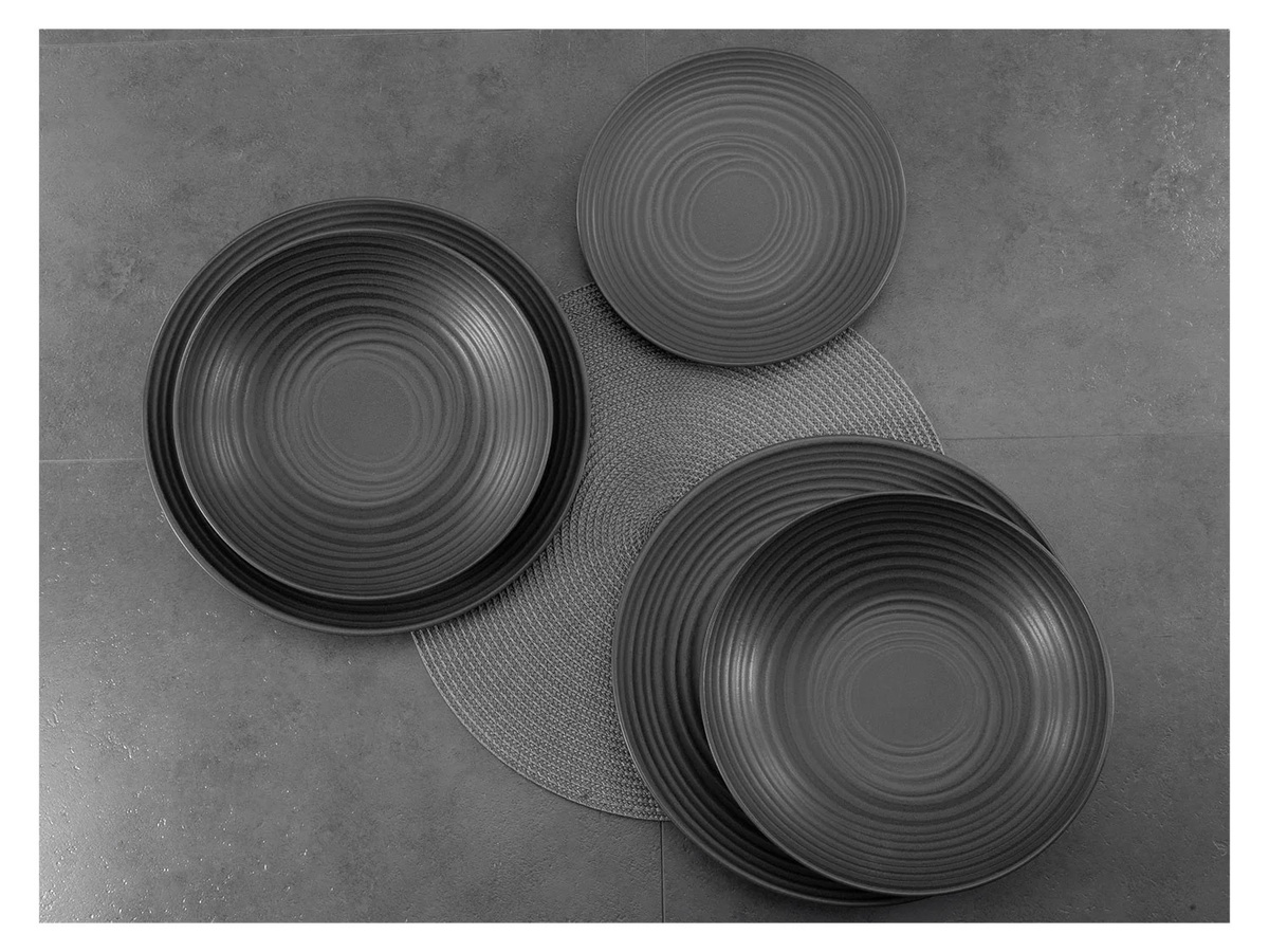 CreaTable Tafelservice Lava Stone 12-teilig aus Keramik in Schwarz - Bild 3