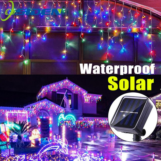 OSIDEN Solar LED Icicle Lichterkette Outdoor RGB Multicolour Vorhang Lichterkette mit 8 Modi für Garten und Weihnachtsdekoration - Bild 1