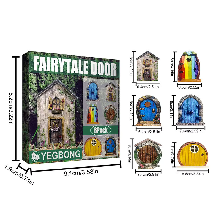 6er Set Miniatur Fee und Gnome Figuren aus Holz für Garten und Outdoor Dekoration in Mehrfarben - Bild 5