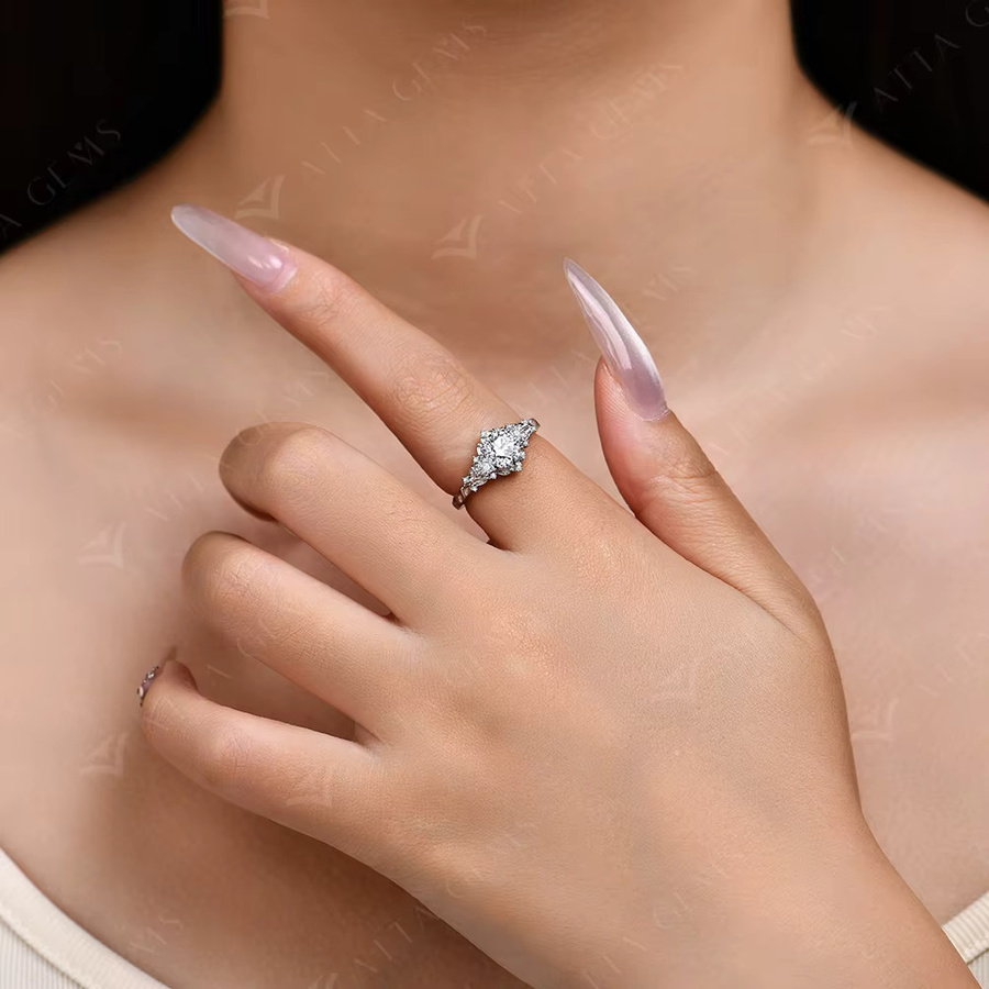 ATTAGEMS Moissanit-Ring, 925 Silber, Diamant, Damen - Bild 3
