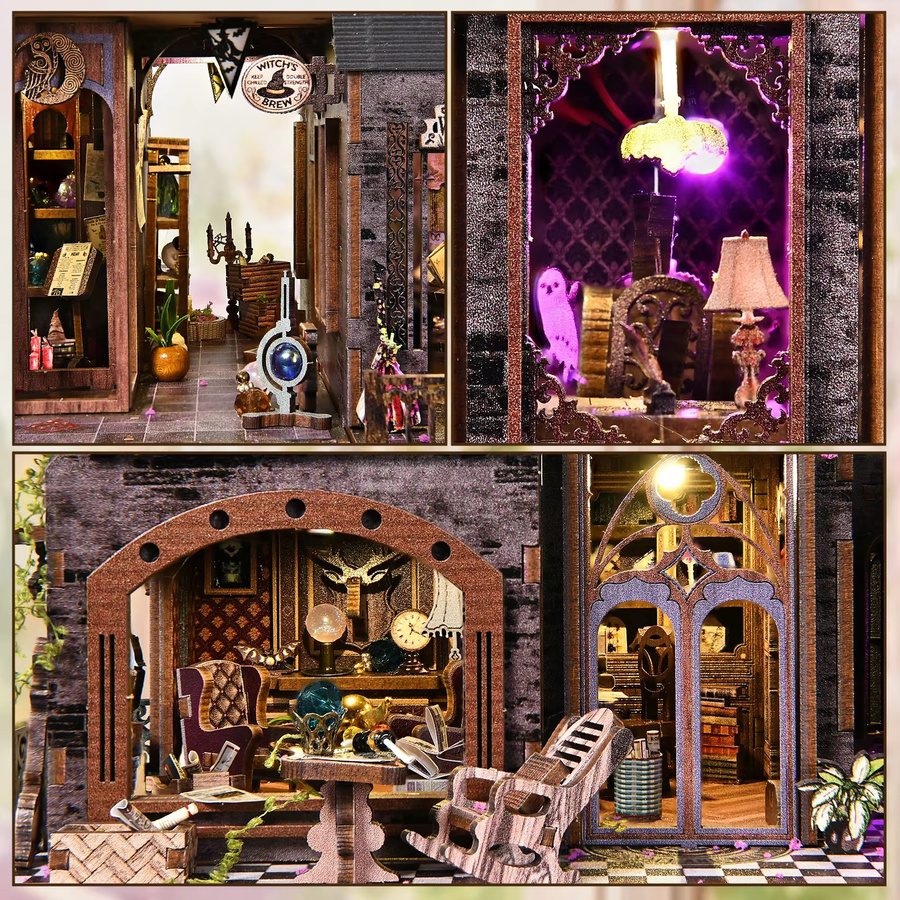 ASLOWSNAIL Magic Castle Buchecke Kit, 3D DIY Holzpuzzle, Holz, Fantasy - Bild 3