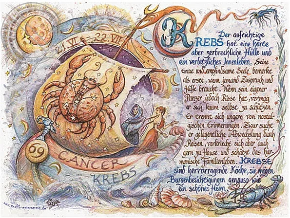 Sternbild Krebs Poster auf Antikpapier im A4-Format, Mehrfarbig - Bild 1
