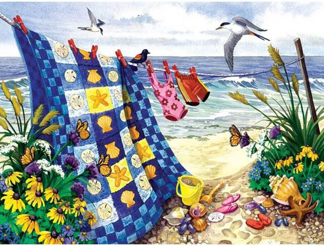 FIYO Diamond Painting Set Strandlandschaft als DIY 5D Mosaik-Stickerei in Querformat, Mehrfarbig, B: 30 cm x H: 20 cm - Bild 1