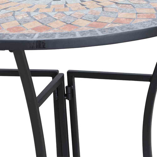Siena Garden Prato Gartentisch mit Keramikplatte in Mosaikoptik und Stahlgestell, Schwarz, B/T/H: 70 x 35 x 71,5 cm - Bild 2