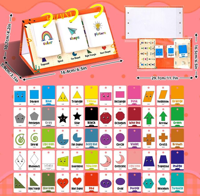 Montessori Lernmaterialien Baby Spielzeug, Lernkarten Englisch Farbe Form Tier, multicolour - Bild 1