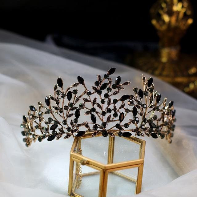 Wucifang Jewelry Tiara, Schwarz Grün Kristall, Damen - Bild 1