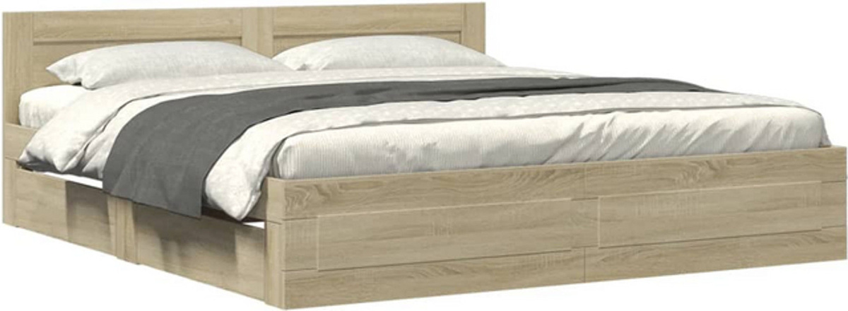 Vidaxl Funktionsbett mit Kopfteil aus Holzwerkstoff in Sonoma-Eiche Natur, B/T: 200 x 200 cm - Bild 1