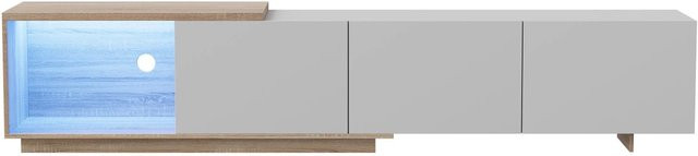 PXloue TV-Schrank mit LED-Beleuchtung und 3 Schubladen, Weiß, B/T/H: 240 x 38 x 44 cm - Bild 1