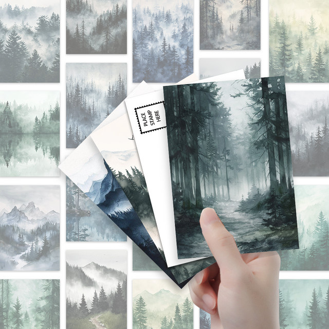 32 Stück Misty Forest Postkarten aus Papier in Multicolour für deine Natur-Dekoration - Bild 1