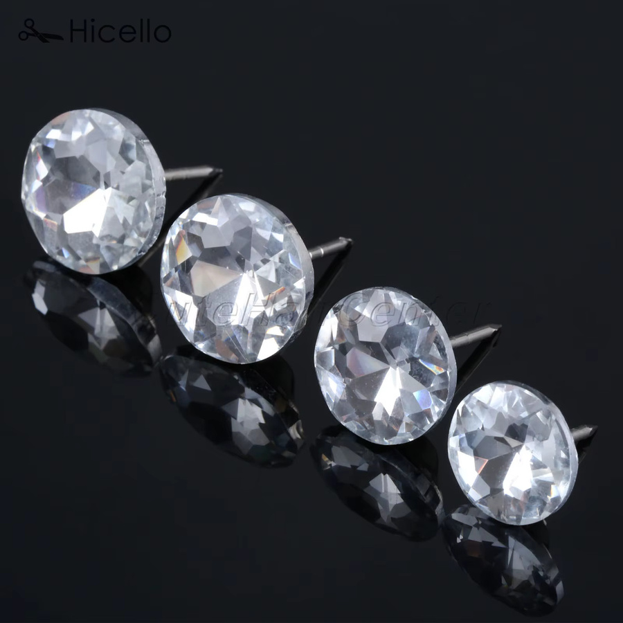 Hicello 10er Set Kristall Nägel aus Glas mit Diamant-Optik für Möbeldekoration und Nähen, Farbe: Transparent - Bild 2