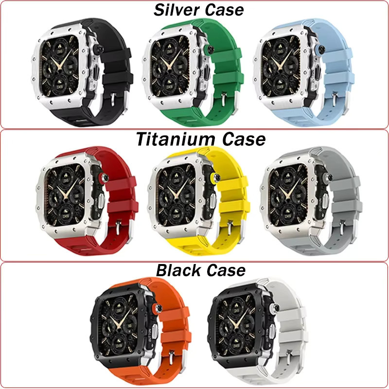 CAOWTAN Modifikationsset für Apple Watch, Edelstahl, Silikon, Silber, Unisex - Bild 2